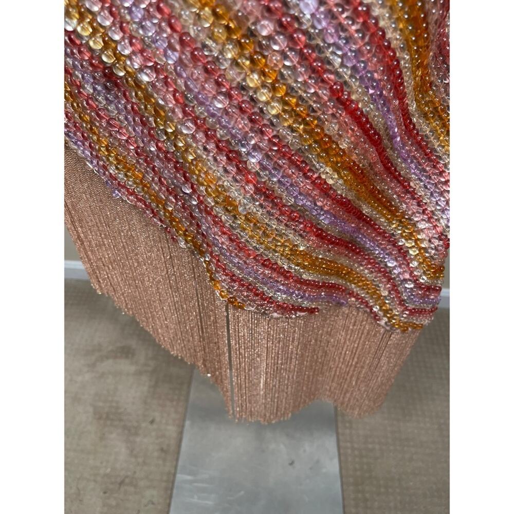 FOR LOVE & LEMONS Capri Bead Embellished Fringe Hem Asymmetric Mini Dress Sz 2 - Picture 6 of 8